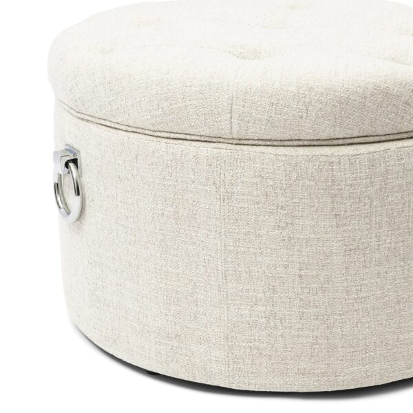 Park Avenue Footstool, Rich Tweed Antique White, Fußhocker mit Fach beige – Bild 4