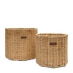 Rustic Rattan Blossom Basket Set of 2, Set Aufbewahrungskörbe