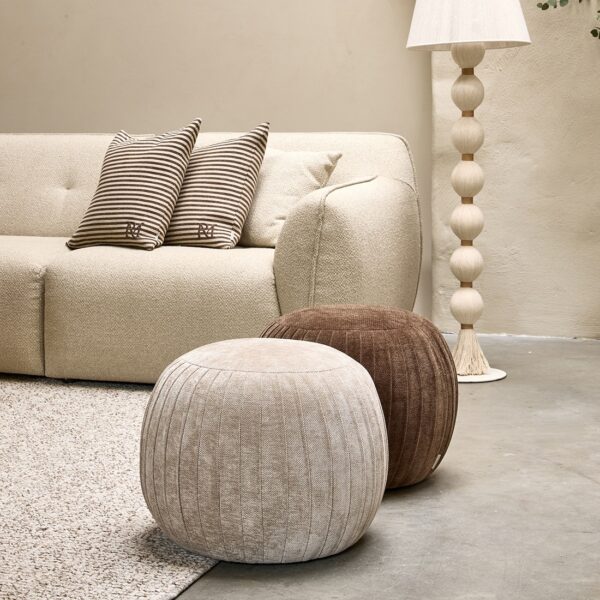 Paris Footstool, Vintage Jaquard Mild Cashmere, Fußhocker beige – Bild 2