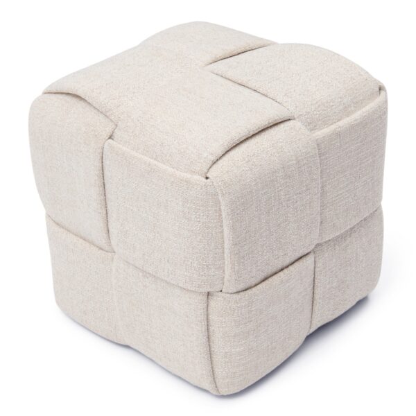 Qbic Stool 40x45, Rich Tweed Antique White, Fußhocker beige – Bild 2