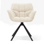 Carnaby Dining Armchair Turning Leg, manhattan weave, ivory white Esszimmerstuhl drehbar