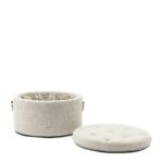Park Avenue Footstool, Rich Tweed Antique White, Fußhocker mit Fach beige – Bild 2