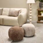 Paris Footstool, Vintage Jaquard Grime Brown, Fußhocker braun – Bild 2