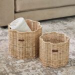 Rustic Rattan Blossom Basket Set of 2, Set Aufbewahrungskörbe – Bild 4