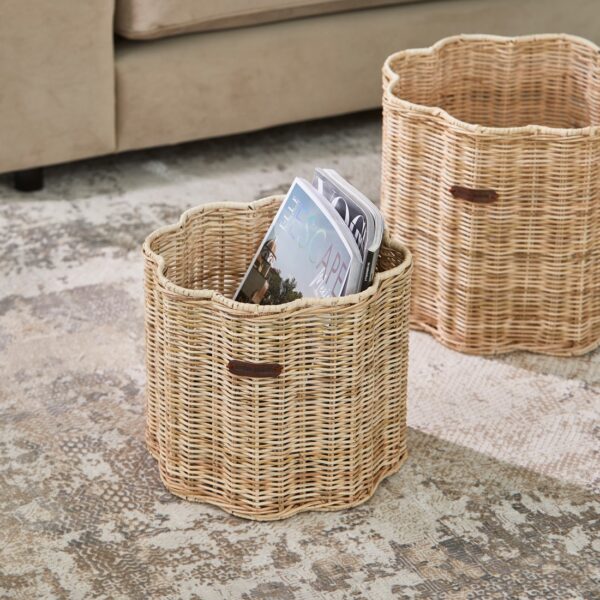 Rustic Rattan Blossom Basket Set of 2, Set Aufbewahrungskörbe – Bild 3