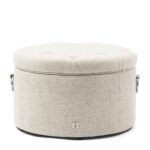 Park Avenue Footstool, Rich Tweed Antique White, Fußhocker mit Fach beige