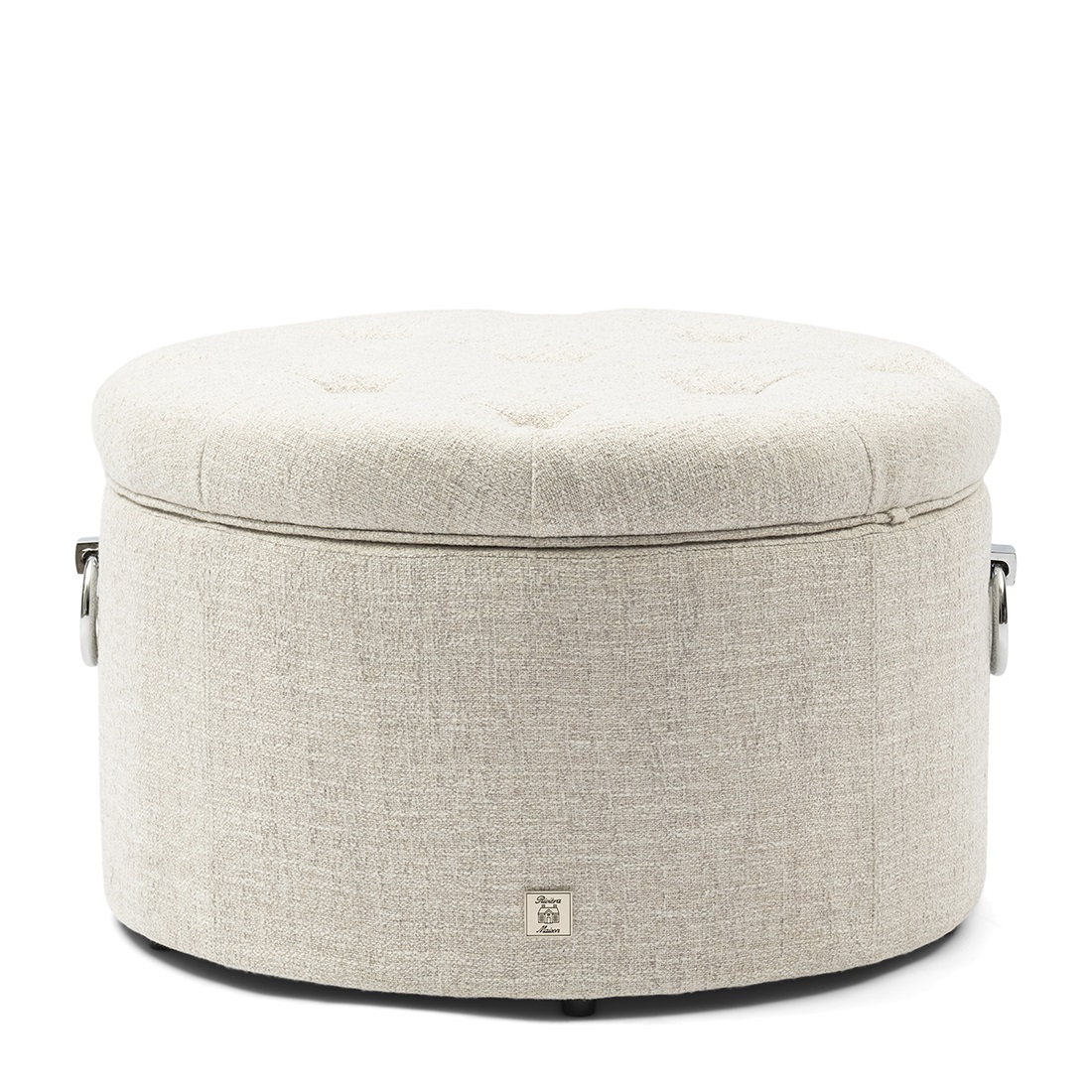 B6026AA40A5590C5D78A2128AD67BCA25C596A2C Park Avenue Footstool, Rich Tweed Antique White, Fußhocker mit Fach beige – Bild 1