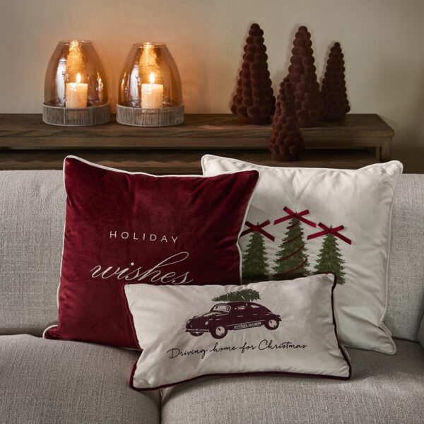 Festive Christmas Trees Pillow 50x50cm,  Adventskissen mit Füllung – Bild 2