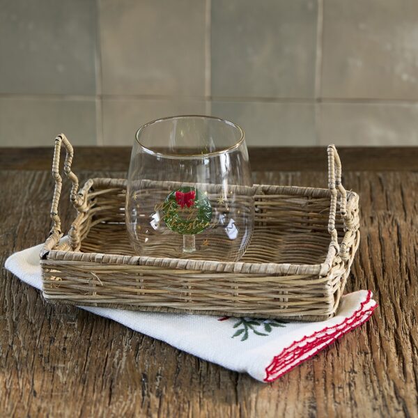 Rustic Rattan Christmas Tree Mini Tray - Tablett – Bild 2